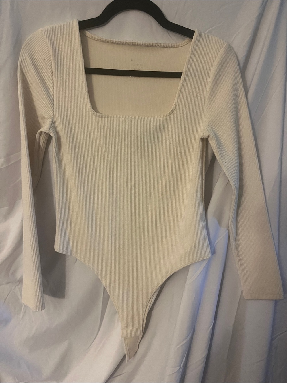a new day Cream Ribbed Square-Neck Bodysuit